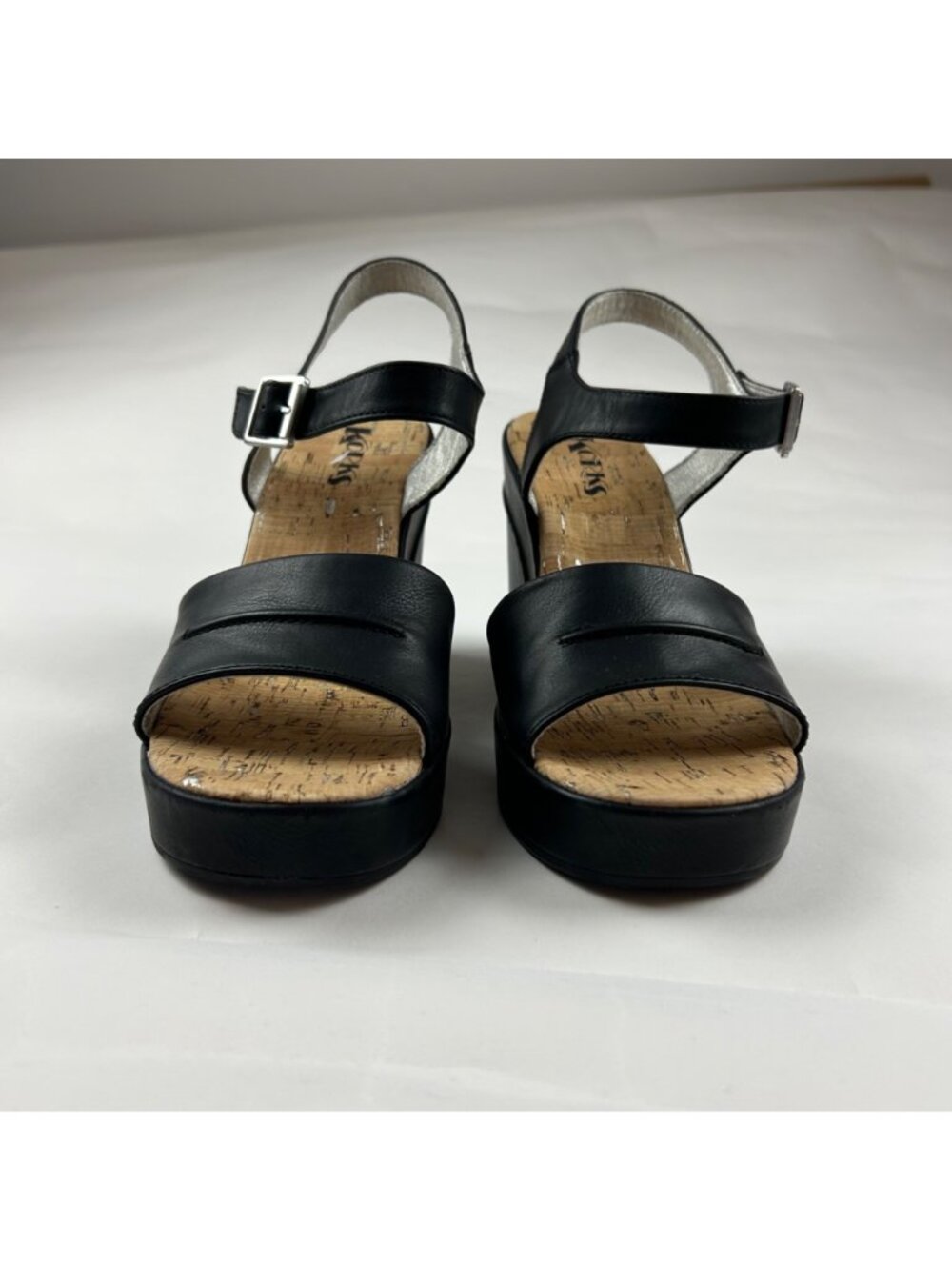 Kork's Black Bardot Ankle Strap Wedge Sandal 11 - Picture 2 of 8
